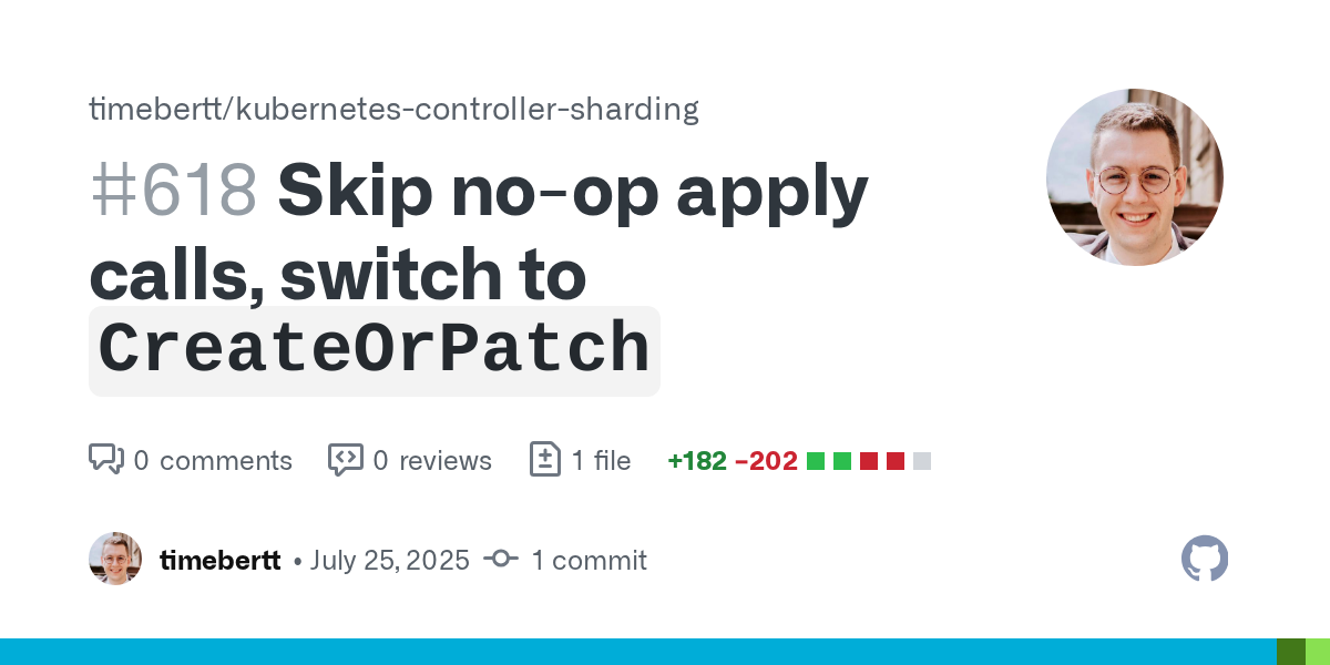 Skip no-op apply calls, switch to `CreateOrPatch` by timebertt · Pull Request #618 · timebertt/kubernetes-controller-sharding